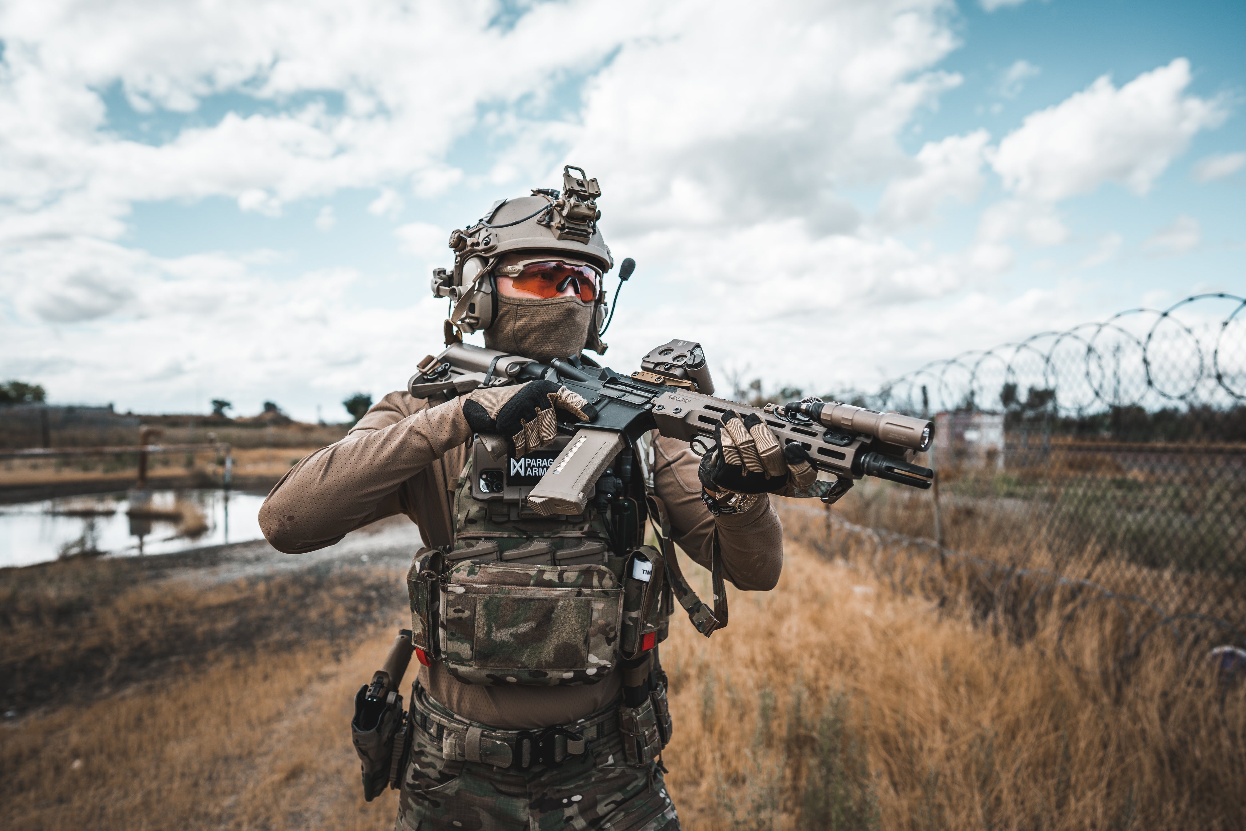 michael displaying a paragon spec URGI m4 aeg replica at gamepod combat zone